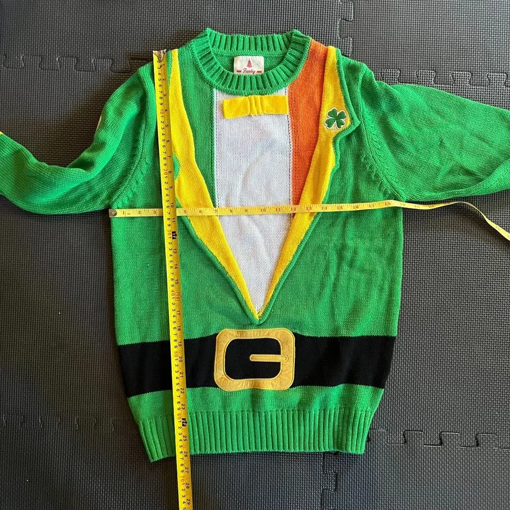 Funky Christmas Jumpers Elf Ugly Christmas Sweater Green Belt Holiday Unisex‎ Sm - Picture 10 of 14